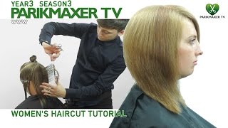 Стрижка волос средней длины Womens haircut tutorial парикмахер тв parikmaxertv [upl. by Irving]