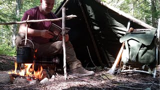 Setting up a Bushcraft Camp and Making Pemmican Stew Rubaboo [upl. by Jac]