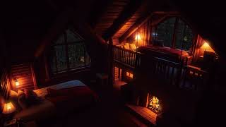 Rainy Night in a Cozy Cabin  Fireplace Crackling amp Rain Sounds For Sleep 🌙✨ [upl. by Rustin]