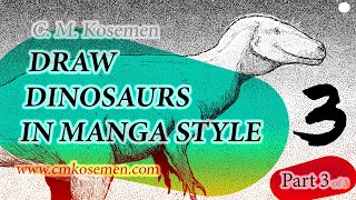 TUTORIAL Draw Dinosaurs in Manga Style PART 3 Screentoning [upl. by Ocram19]