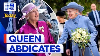 Queen Margrethe abdicates throne  9 News Australia [upl. by Maril]