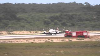 King Air wheelsup emergency landing at Port Elizabeth Airport South Africa ZSMCE [upl. by Adnamar]