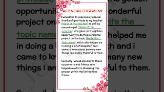 how to write acknowledgement for school project  how to write acknowledgement in project file [upl. by Anabel140]