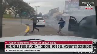 Persecución y choque en San Isidro dos delincuentes detenidos [upl. by Anatak]