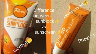 difference between sunblock and sunscreen✨✨🤗 [upl. by Udela]