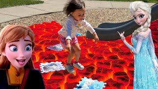 Save ANNA From LAVA Frozen floor is Lava Game at the PARK [upl. by Tera]