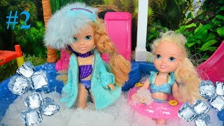 Anna and Elsa Toddlers Cool Pool Party 2 Swimming Barbie Jessica Toy Pool Family Toys and Dolls [upl. by Siednarb]