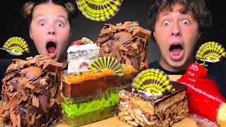 ASMR CHOCOLATE CAKE MOSAIC CAKE FRESH BERRY CAKE STRAWBERRY CHEESECAKE MUKBANG EATING SOUNDS [upl. by Archer]