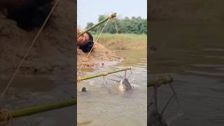 Unique Hook Fishing In River fishingtechnique hookfishtrap fishingmethod bestfishing fishing [upl. by Aicirtal]