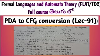 PDA to CFG conversion example  equivalence between PDA and CFG [upl. by Wilbur964]