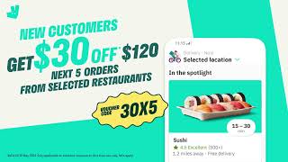 Deliveroo New Customer Exclusive Get 30 off 120 next 5 orders and 14 days free delivery [upl. by Eissen457]