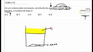 Em um sistema bem misturado constituído de areia sal açúcar água e gasolina o número de fases é [upl. by Munson15]