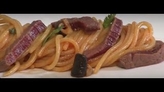 Pasta recipe Spaghettini De Cecco with Shitaki Mushroom and beef [upl. by Ettenahs]