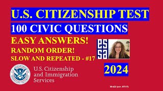 Citizen Questions and Answers 2024 EASY Answer Slow and Repeated [upl. by Gram]