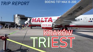 Kraków KRK  Triest TRS  Boeing 737 MAX 8  Ryanair Malta Air  Trip report [upl. by Eneiluj]