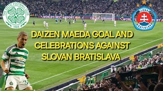 Daizen Maeda Goal and Celebrations As Celtic Beat Slovan Bratislava In Champions League [upl. by Yraek]