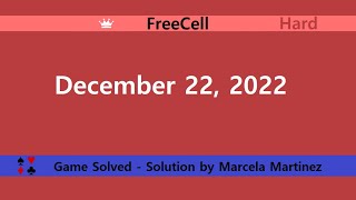 Microsoft Solitaire Collection  FreeCell Hard  December 22 2022  Daily Challenges [upl. by Tiraj]