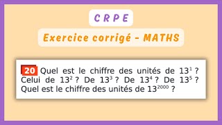 Exercice corrigé  LES PUISSANCES — MATHS CRPE [upl. by Houghton]