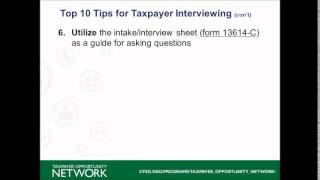 10 Tips for Taxpayer Interviewing [upl. by Nylecsoj]