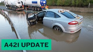 A421 Latest Update Flood water going down Bedford Flood A421 [upl. by Dadelos]