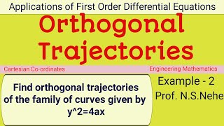 Orthogonal Trajectories  Applications of Differential Equations  Orthogonal Trajectories y2  4ax [upl. by Leirbag]