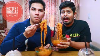 INDIAN GUYS EATING SPICIEST NOODLES Ft Nilesh V [upl. by Nahte223]