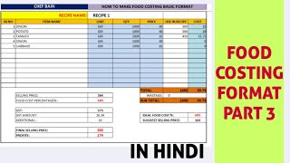 HOW TO MAKE FOOD COSTING FORMAT PART 3 [upl. by Florrie589]