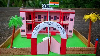 4Cardboard से स्कूल कैसे बनाए  How to Make a School Model using cardboard INDIANMADE [upl. by Adlesirhc]