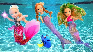 Mermaids  Elsa amp Anna Toddlers pool adventure with CC and Ariel  Swimming  Barbie  Ep558 [upl. by Anuqahs923]