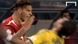 Outrageous dive by Johan Elmander  Sweden v Austria [upl. by Alake]