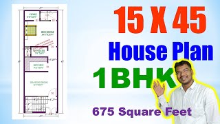 15 X 45 feet House Plan  घर का नक्सा 15 फ़ीट X 45 फ़ीट  675 square feet [upl. by Eissak]