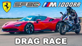 Fastest Ferrari v Fastest BMW Superbike DRAG RACE [upl. by Dijam]