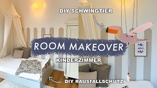 Kinderzimmer Makeover  Wanddesign streichen DIY Rausfallschutz  Schwingtier selber bauen [upl. by Eelrahc]