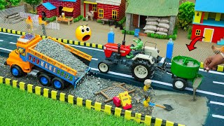 diy tractor mini truck to making modern concrete road construction science project  topminigear [upl. by Elbon]