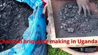 Charcoal briquette making in Uganda [upl. by Ulphi]