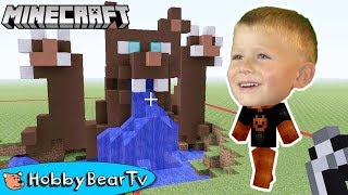 Minecraft Bear Waterfall Build Challenge HobbyBearTV [upl. by Ydaj]