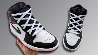 HOW TO DIAMOND LACE NIKE AIR JORDAN 1 MID  Cool Jordan 1 Lacing [upl. by Kalin]