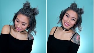 Space Buns  Double Dutch Braids  Short Hair Tutorial [upl. by Anassor]