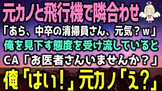 【感動する話】俺を見下す元カノと飛行機で隣合わせ「中卒の清掃員さん、元気？ｗ」→次の瞬間、CA「お医者さんいませんか？」俺「はい！」元カノ「え？」実は…（泣ける話）感動ストーリー朗読 [upl. by Eelanaj]