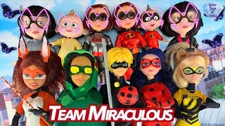 Ladybug Team Miraculous VS Incredibles 2 Cat Noir Queen Bee Rena Rouge Mayura Doll Season 2 Episode [upl. by Sammer]