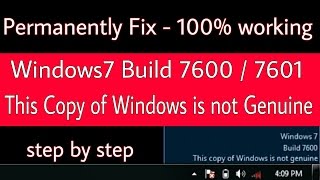 Windows 7 Build 76007601 This Copy of Windows is not Genuine permanently fix  100 working [upl. by Munster36]