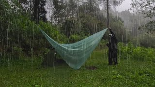 HEAVY RAIN CAMP SOLO CAMPING IN HEAVY RAIN AND THUNDER  RELAXING CAMPING HEAVY RAIN [upl. by Goodard]