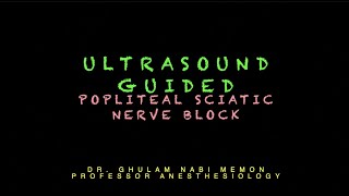 Popliteal Sciatic Nerve Block  Ultrasound Technique  Dr Ghulam Nabi [upl. by Adnaval]