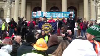 Tensions Flare at Michigan RighttoWork Protest [upl. by Desmond]