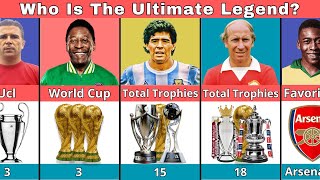 Comparison Pele vs Maradona vs Bobby Charlton vs Ferenc Puskas [upl. by Enelyam]