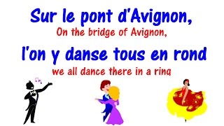 Sur le pont dAvignon  Lyrics  Learn French Song [upl. by Reuven290]