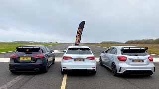 DRAG RACE AMG A45S Vs Audi RS3 Vs A45 AMG [upl. by Annayr]