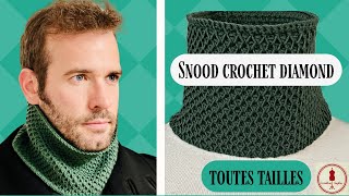 SNOOD COL CROCHET quotDiamondquot Homme Femme Enfant 👇carolinesophiecreations [upl. by Gaudette]