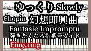 幻想即興曲 ゆっくり ショパン 指番号付シンセシア 楽譜ドレミ付 Fantasie Impromptu Chopin Slow Piano Tutorial [upl. by Xer]