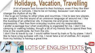 Holidays vacation travelling  Lots of English Texts with Audio [upl. by Itin]